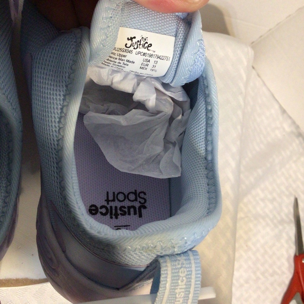 JUSTICE GIRL Slip On Athletic Sneakers Shoes 13 Blue NWT No Lace Comfort Walking - Picture 8 of 8